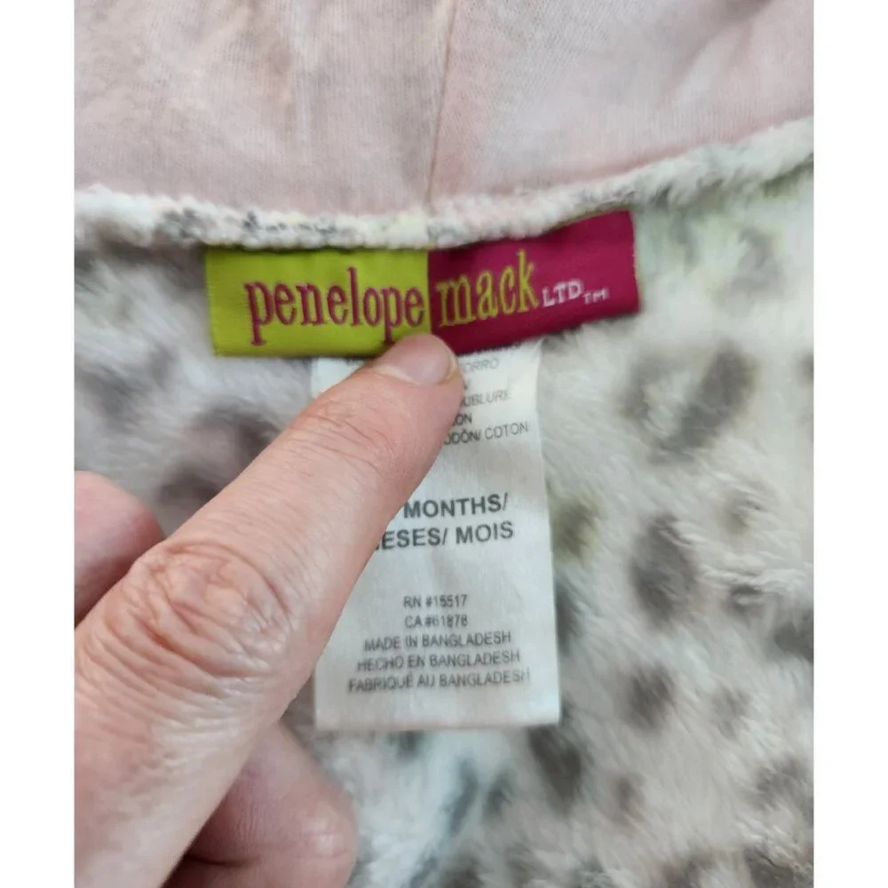 Penelope Mack Infant Hooded Leopard Print Footed Onesie 3-6 Months